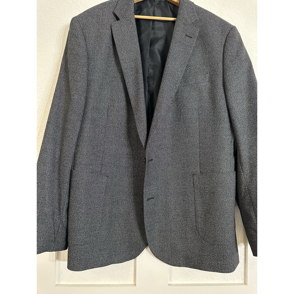 Stafford Mens 50R Tweed Blazer Sport Coat Elbow Patches Gray